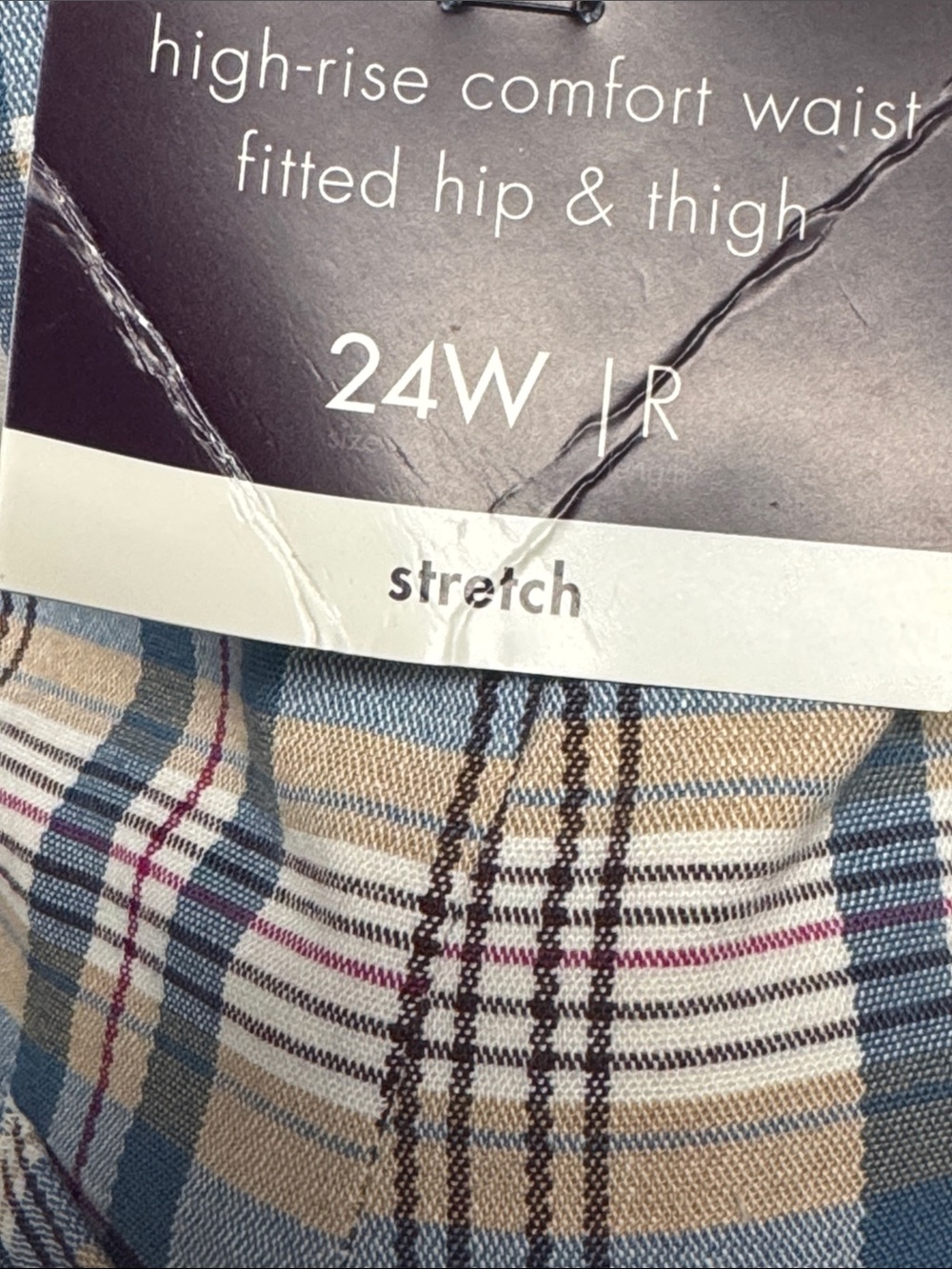 Plus Size Plaid Pants and jacket set - Cream & Blue - Picture 8 of 8
